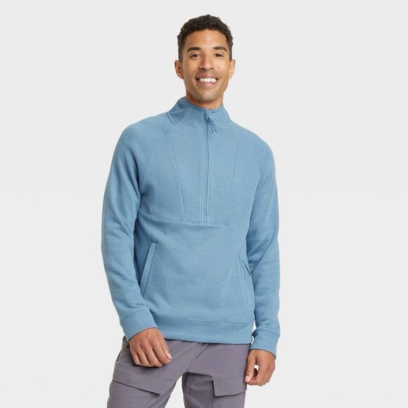 Men's Half Zip Fleece Sweater - All in Motion™‎ Airway Blue S - Picture 1 of 3